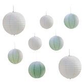 Sage & White Paper Lantern Hanging Decorations 8pk